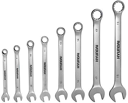 HYUNDAI Ring-Maulschlüssel SET RMS59503 (8-teiliger Ringmaulschlüssel-Satz, metrisch, Schlüsselweiten 8-19 mm, CrV Stahl)