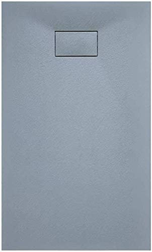 Piatto Doccia Spessore 2.6 Cm In Resina Con Griglia Di Copertura Effetto Pietra Ardesia Stone Riducibile Filopavimento Indistruttibile Antiscivolo Arredo Bagno Colore Grigio (80x120 cm)