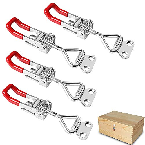QUCUMER 4 Pcs Cierre de Palanca Regulables GH-4001 Abrazadera de Palanca Remolque 100kg/220lbs Abrazadera de Pestillo Ajustable Cierre de Metal para Caja Cofres Baúles Puertas del Remolque Maletero