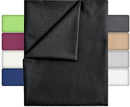 leevitex® Klassische Bettlaken ohne Gummizug | Betttuch | Laken | Leintuch | Haustuch | 100% Baumwolle |Große Auswahl an Farben & Größen | MARKENQUALITÄT (Schwarz, 1er Pack 180 x 275 cm)