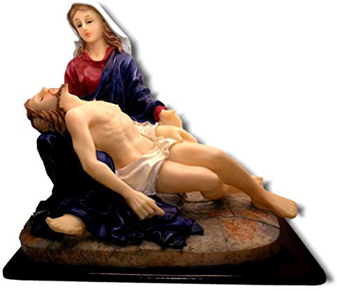 Heraldys.- Figura de La Piedad 20 cms. en Resina, Pintada a Mano. De Regalo una Cruz de Caravaca. También de Regalo estampas de San Pancracio, San Judas Tadeo y San Miguel.