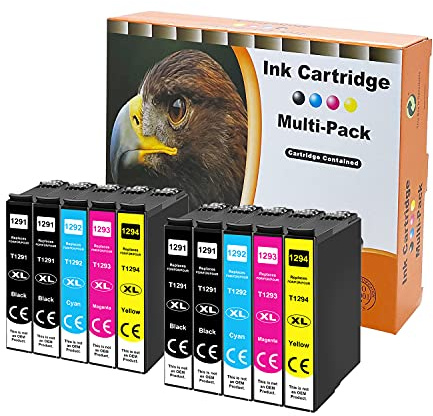 10er Set Druckerpatronen kompatibel zu Epson T1291 T1292 T1293 T1294 für Workforce WF-3520 WF-3540 WF-7525 WF-7515 Stylus SX235W SX425W SX445W SX535WD Stylus Office BX630FW