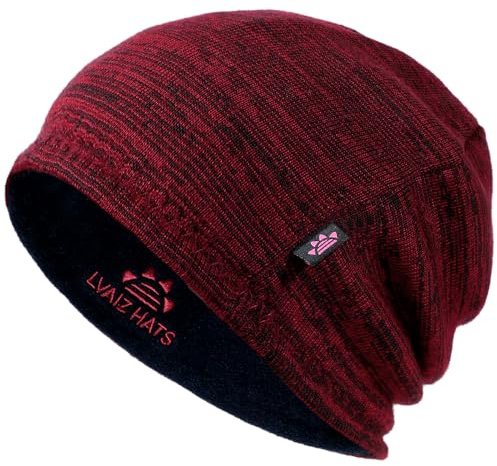 Winter Fleece Lined Knitted Beanie Hats for Men Reversible Windproof Watch Hat Warm Skull Cap for Women…