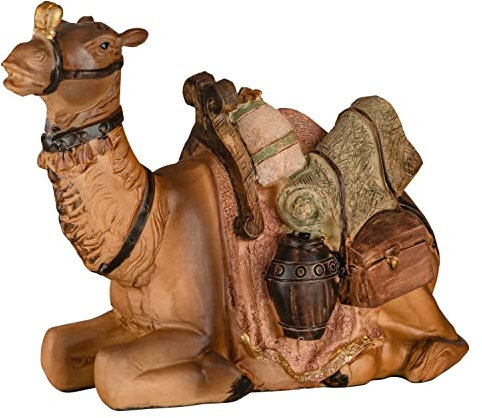 Cammello a crippi, seduto, altezza 9 cm, dipinto a mano, in resina artificiale, di alta qualità e accessori a crippi, per caprifoglio di Natale