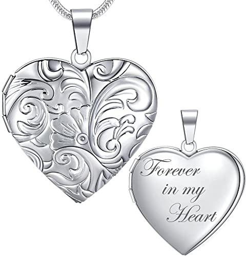 Farfume Heart Locket Necklace for Women,Personalized Photo lockets