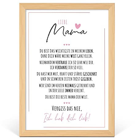 Fjllrven Definition Poesie Kunstdruck-Poster | Weihnachtsgeschenke Mama Geschenk Muttertag | Muttertagsgeschenk Wandbilder | Weihnachten Geschenke für Mama Geburtstag | Wohnzimmer DINA A4 mit Rahmen