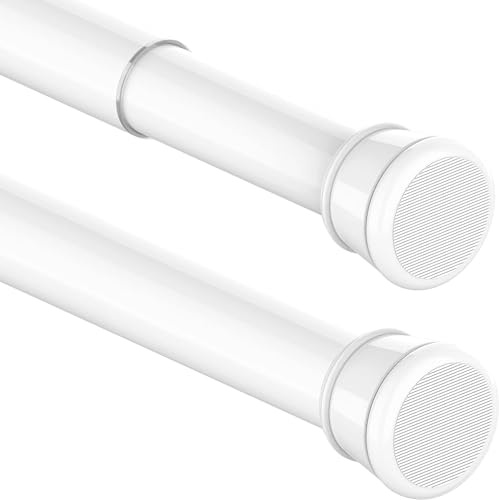 1PC Shower Curtain Pole No Screws Curtain Pole No Drilling Tension Rod Curtain Poles Extendable for Window, Bathroom, Wardrobe 185-250CM/72.83-98.43Inch(White, Diameter:25mm)