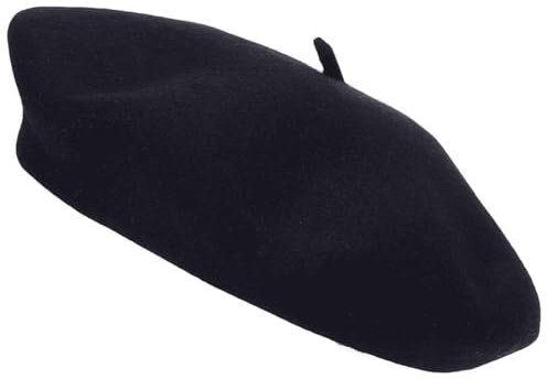 COSHAL® Baskenmütze für Erwachsene aus Wolle, für Herren und Damen, französischer Stil, einfarbig, klassische Farbe, Unisex, weich, warm, Outdoor, Vintage, Künstler, Beanie, Unisex-Kappe, Schwarz ,