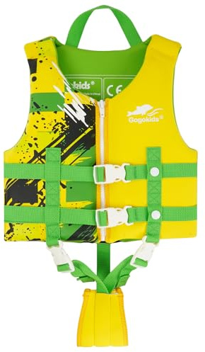 Gogokids Toddler Swim Vest, Premium Swim Vest for Kid Swimming Jacket for 30-40-50-60-70-80 Lbs Girls and Boys, Toddler Floaties Swimming Aid with Dual Safety Strap for 2-9 Years in Pool/Puddle/Beach