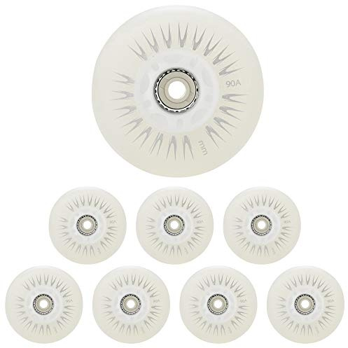 JCCHT Ruedas de Patines en línea luminiscentes de 60 mm, 62 mm, 64 mm, 68 mm, 70 mm, 72 mm, 76 mm y 80 mm con rodamientos (Paquete de 8),Blanca,60mm