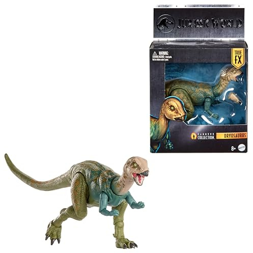 Mattel Jurassic World Colección Hammond Driosaurio Figura de acción de Dinosaurio, diseño de Primera Calidad con Ojos realistas, 17 Puntos de articulación y mandíbula Intercambiable, JKM92