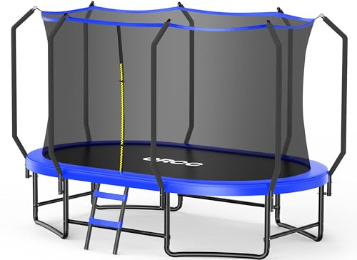 ORCC Kids tranpoline8 x 13 FT Oval Outdoor Trampoline with Safety Net - Recreational Gymnastics Yard Trampoline for Kids Outdooe, 1200LBS Capacity