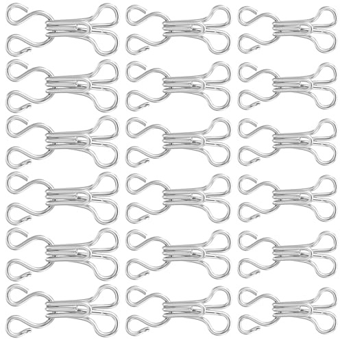 Elegaperma 240 Pcs Hook and Eye Fastenings for Clothes, Silver Hooks and Eye Latches for Clothes Sewing,Spring Hooks and Eyes for Sewing Dress Skirt Craft and Bra Hook Replacement (7/8/9mm)