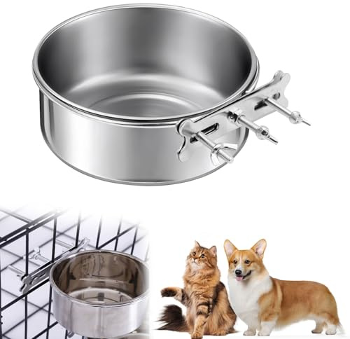 Gamelle à Suspendre pour Chien/Chat, Bol en Acier Inoxydable