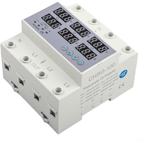 Shophubio Protection de tension et de courant numérique triphasée pour relais, limiteur de sur/sous-tension et de surintensité, montage sur rail DIN pour la sécurité industrielle