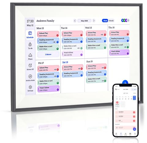 Calendario digitale da 10,1 pollici con touchscreen, calendario 3 in 1 e cornice per foto cloud e galleria, memoria 32 GB, IPS, agenda elettronica familiare, manager, agenda da parete
