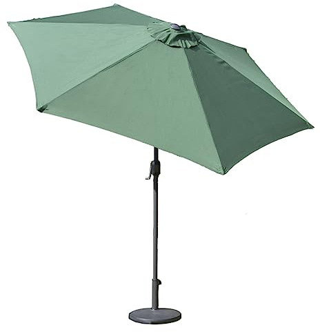 GardenKraft 14610 2.7m Garden Furniture Parasol with Winding Crank & Tilt Function, Dark Green, 270x270x240 cm