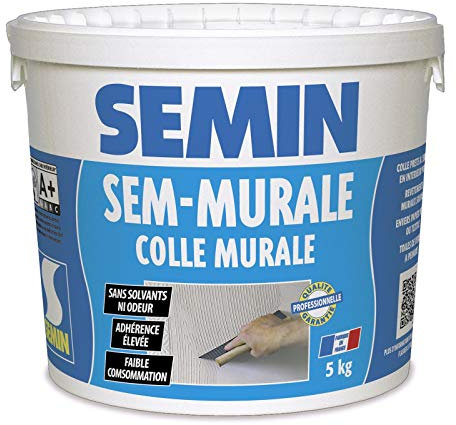 Semin - Sem-Murale - Colle pour Toiles de Verre et Revêtements Muraux Légers - Pâte - Prêt à l'Emploi - Seau 5 kg