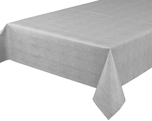 Wachstuchtischdecke Wachstuch Tischdecke abwischbar ECKIG RUND OVAL, Motiv und Größe wählbar (Motiv: Leinen grau, Eckig 140 x 260 cm)