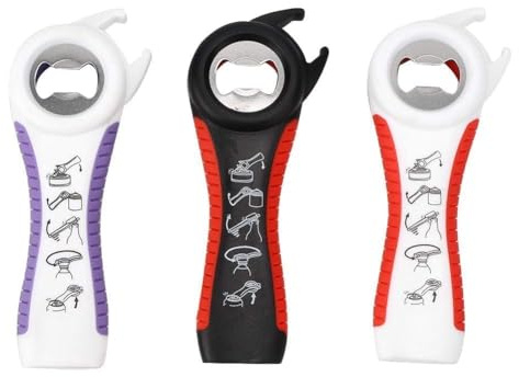 Utensile multiuso 5 in1, Apribottiglie, Aapriscatole, Attrezzo per persone destre e mancine, Apribarattoli e Apribottiglie per Aprire Coperchi Stubborn Mani Deboli, Anziani, l'artrite e Donne