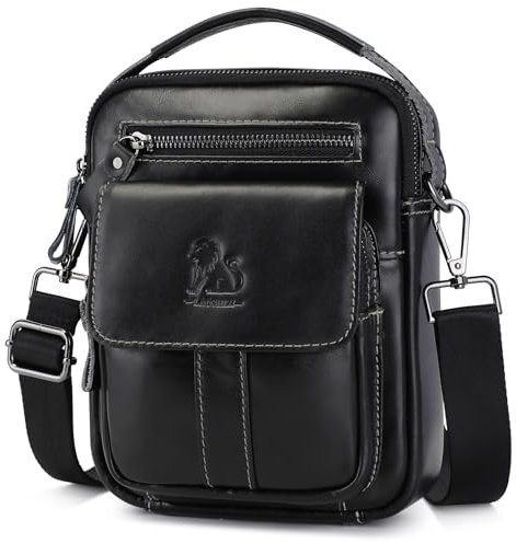 BAIGIO Umhängetaschen Herren Klein Herrentasche Leder Schultertasche Ledertasche für Männer Arbeit Reise Alltagsleben