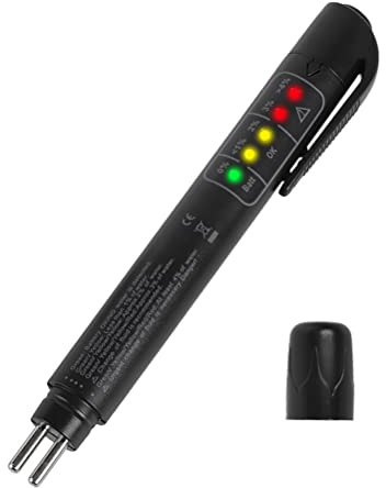 ariarly Brake Fluid Tester, Auto Brake Diagnostic Testing Tool, Hydraulic Fluid Liquid Oil Analyzer with 5 LED Indicators, Brake Diagnostic Testing Tool for DOT3 DOT4 Brake Fluid