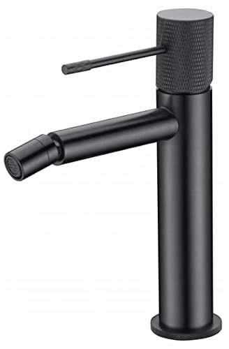 IMEX - Grifo monomando bidé, Griferia baño WC, agua fria/caliente - Serie LINE Color Gris Oscuro Satinado - Black Gun Metal - BDD038-2BGM