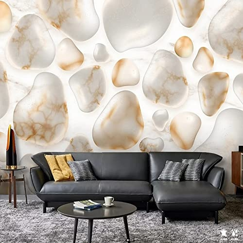 XAONUO Piedra Papel Tapiz Fotográfico 3D Piedras Guijarros Patrón Autoadhesivo Pvc Impermeabile 400X280Cm 3D Mural Papel Tapiz Sala De Estar Dormitorio Sofá Fondo Pared Pegatina De Pared Arte