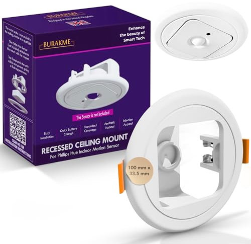 Recessed Ceiling Mount for Philips Hue Motion Sensor - Elevate Smart Home Aesthetics, Easy DIY Install, Compatible with Hue Sensor V1 & V2 - Injection-Moulded Durability, Uk-Designed.