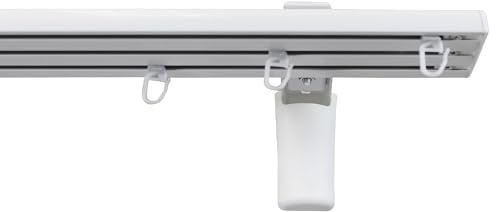 Garesa Gardinenschiene Flächenvorhangschiene Smart, 3-läufig, Weiß I Alu Vorhangschiene inkl. Gleiter I Wandmontage I Auch für schwere Vorhänge I 200cm