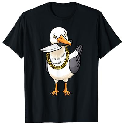 Divertida gaviota con cuchillo pájaro aves marinas aves Camiseta