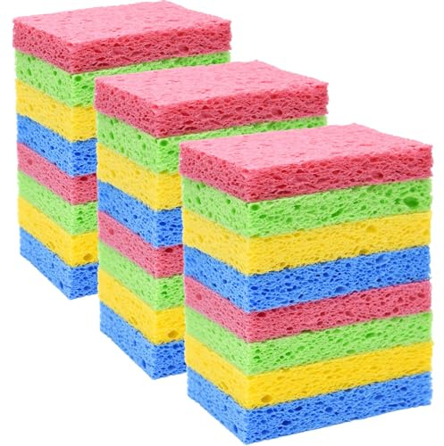 YoleShy 24 Pack Kitchen Sponges Natural Cellulose Compressed Sponges for Cleaning Reusable Dish Sponge Kitchen Non-Scratch DIY