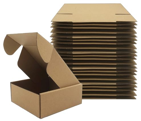 12,7 x 12,7 x 5 cm fraktlådor set med 25, brun korrugerad brevkartong litteratur brevpapper för förpackning av småföretag flytt och förvaring, e-handelsförpackning (12,7 x 13 cm x 13,5 cm x 5 tum)