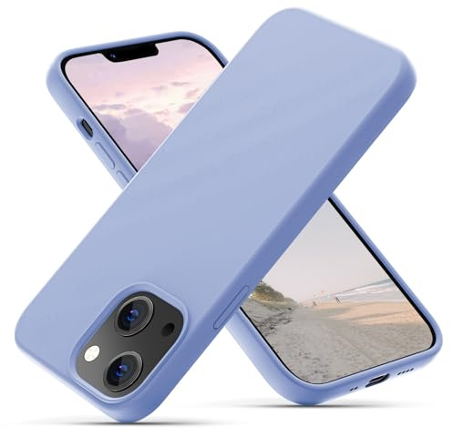 OIIAEE Liquid Silicone Case Designed for iPhone 13 Mini Case, Ultra Slim Shockproof Protective Phone Case Cover with Soft Anti-Scratch Microfiber Lining, 5.4 inch, Light Purple