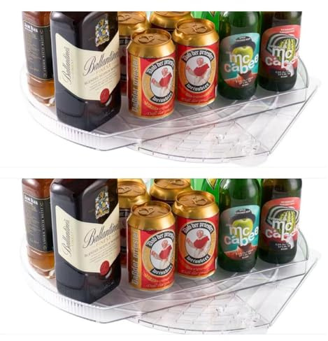 Rocwing Clear Lazy Susan roterande skivspelare organisatör för skåp, kylskåp och förvaringsutrymmen, rektangulär design, sugkoppsstabilitet (2)