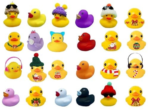 Rubber Duck Advent Calendar 24 Upgraded Large Cute Bath Rubber Ducks,Countdown Advent Calendar Ornaments with Collectible Toys for Kids Baby,Christmas Surprise Box by MUNSKT