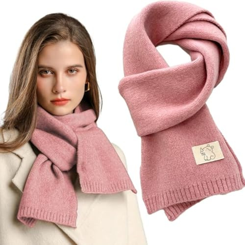 XIFRIKA Bufanda de Mujer de Punto Suave sin Flecos de Color Rosa. Pañuelo de Invierno Elegante, Cálido, Sin Picor. Chal Invernal de Tamaño 160x20 cm.