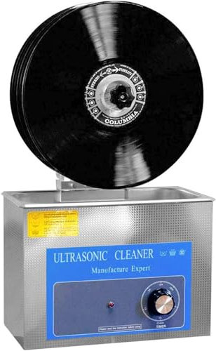 Ultraljud vinylskiva rengöringsskiva, kommersiell ultraljudsrengöringsmedel, diskmaskin, 6 st en gång, 0 ~ 20 min timing, lyftbar, djuprengöring, med torkställssats