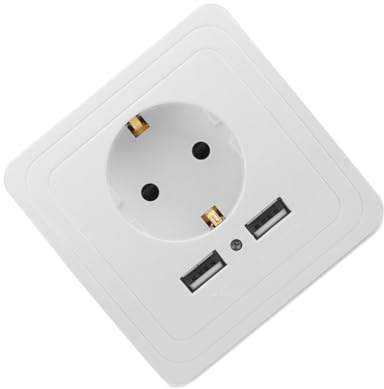 HOLIDYOYO Adattatore da Parete con Protezione Sovratensione Porte USB per Ricarica Uscita Elettrica Eu Materiali Ignifughi Facile Installazione e Ufficio