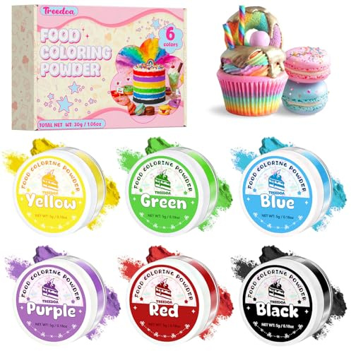 Colorante Alimentario en Polvo, 6 Colores Vibrantes de Colorante Alimentario Repostería, Colorante Comestible de Alta Concentración para Glaseado, Tartas, Fondant, Macarons, Huevos de Pascua - 5g