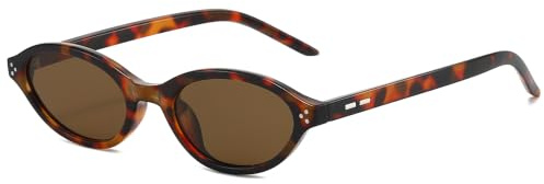 Long Keeper Polarized Oval Sunglasses - Women Small 90s Y2K Sunglasses Retro Narrow Cat Eye Sun Glasses Sunnies UV400 for Travel Driving (Leopard Brown)