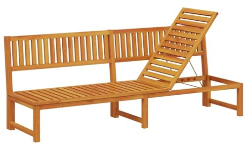 Fisinber Lettino da giardino in legno massiccio di acacia, regolabile, moderno, per giardino, terrazza, balcone, ergonomico, in legno naturale, 200 x 57 x 75 cm
