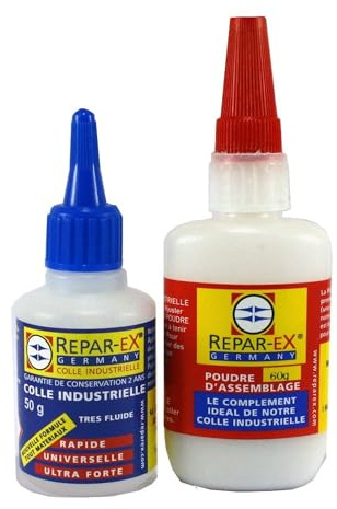 BRICOLAGEPRO - Lot de Colle Professionnelle Repar-ex 50g et de Poudre d'Assemblage 60g - Tous Supports
