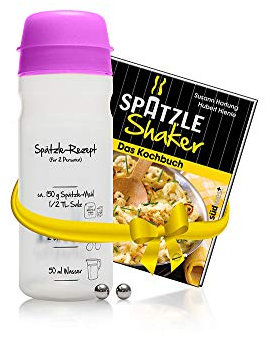 Set für Spätzle: Spätzle-Shaker (LILA) für 2 Portionen Spätzle (675ml) Das patentierte Original Made in Germany + Kochbuch