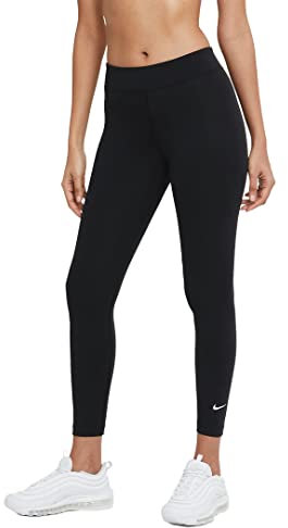 Nike NSW Essential Mid-Rise Damen Leggings Farbe: Schwarz/Weiß (010); Größe: M