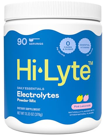 Hi-Lyte Electrolyte Powder, Daily Hydration Supplement Drink Mix, 90 Servings | Sugar-Free, 0 Calories, 0 Carbs | No Maltodextrin. Gluten-Free | Supports Keto | Light Refreshing Flavor (Pink Lemonade)