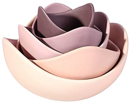 Notakia Gaobei Insalatiere in porcellana, 5 di ciotole per pasta a forma di loto e forno a microonde, ciotole in ceramica uniche per insalata, pasta, ideale per la casa e il ristorante(porpora)