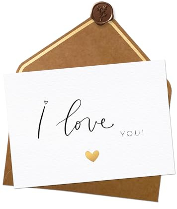 Joli Coon I love you carta con sobre y sello de cera - Tarjeta de san valentín - Carta de amor