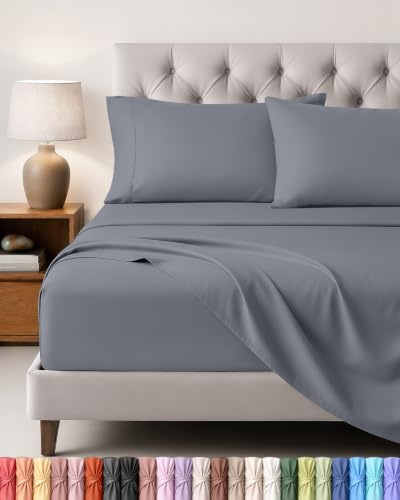 Utopia Bedding 4-Delat Sänglakanset 105x190 - Enkel Skötsel Mjukt Borstat Mikrofibertyg - Platt Lakan, Dra-på-lakan Med 2 Örngott 50x75, Grå
