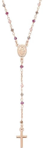 Amen Damen Halskette Rosenkranz Silber Roségold Kristalle